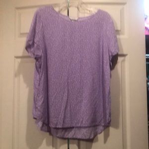 CJBanks -1X -Lavender/White Cotton/Rayon Short Sleeve Top